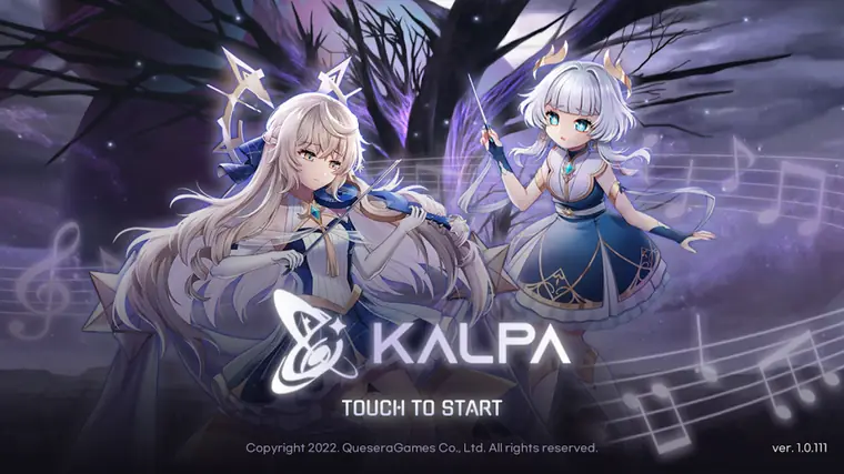 KALPA: ecrã inicial do jogo de ritmo com ilustração original